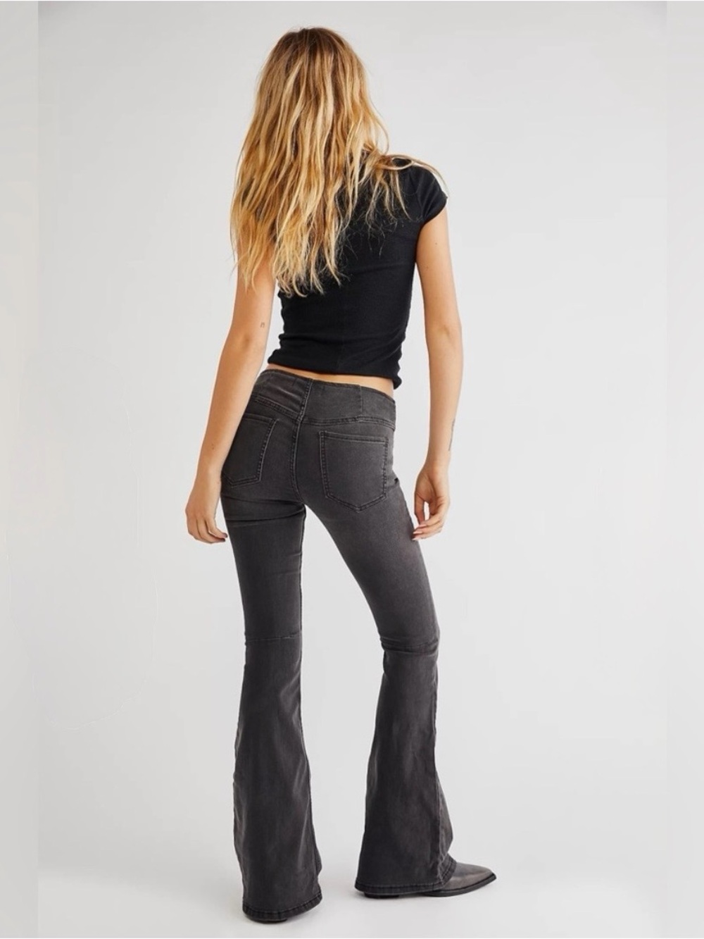 Free People Jenny Flare Jeans in Charcoal Gray - Picture 2 of 6